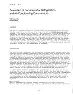 KC-84-14-2 — Evaluation of Lubricants for Refrigeration and Air-Conditioning Compressors