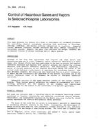 KC-2848 (RP-313) — Control of Hazardous Gases and Vapors in Selected Hospital Laboratories