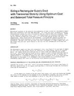 KC-2852 — Sizing a Rectangular Supply Duct with Transversal Slots by Using Optimum Cost and Balanced Total Pressure Principle