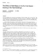 KC-84-01-1 — The Effect of Wall Mass on the Summer Space Cooling of Residences