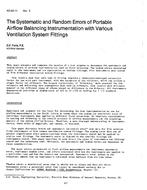KC-84-11-3 — The Systematic and Random Errors of Portable Airflow Balancing Instrumentation with Various Ventilation System Fittings