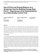 CH-12-C021 — Use of First Law Energy Balance as a Screening Tool for Building Energy Data: Part II–Experiences of Its Implementation as a Data Quality Control Tool