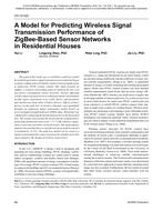 CH-12-022 — A Model for Predicting Wireless Signal Transmission Performance of ZigBee-Based Sensor Networks in Residential Houses