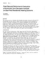 AC-83-15-1 — Field Test and Performance Evaluation of Automatic Vent Dampers Installed on Gas-Fired Residential Heating Systems