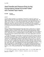 AC-2742 — Heat Transfer and Pressure Drop during Condensation Inside Horizontal Tubes with Twisted-Tape Inserts