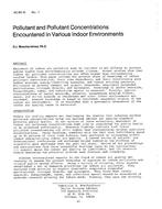 AC-83-10-1 — Pollutant and Pollutant Concentrations Encountered in Various Indoor Environments