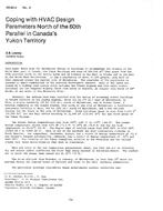 HO-82-04-4 — Coping with HVAC Design Parameters North of the 60th Parallel in Canada's Yukon Territory