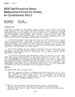 HO-82-11-1 — DOE Test Procedure Setup Measurement Errors for Unitary Air Conditioners: Part 2