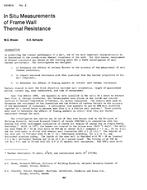 HO-82-03-2 — In Situ Measurements of Frame Wall Thermal Resistance