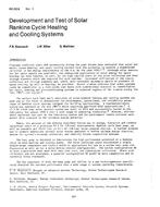 HO-82-08-1 — Development and Test of Solar Rankine Cycle Heating and Cooling Systems