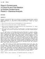 HO-2694 (RP-183) — Organic Contaminants in Indoor Air and Their Relation to Outdoor Contaminants: Phase 2–Statistical Analysis
