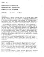 HO-82-05-2 — Water-Lithium Bromide Double-Effect Absorption Cooling Cycle Analysis