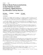 TO-82-05-4 — Effect of Body Posture and Activity on the Thermal Insulation of Clothing: Measurements by a Movable Thermal Manikin