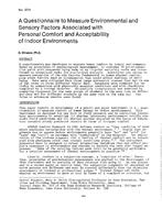 TO-2731 — A Questionnaire to Measure Environmental and Sensory Factors Associated with Personal Comfort and Acceptability of Indoor Environments