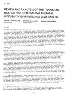 2603 — Review and Analysis of the Transient Method for Determining Thermal Diffusivity of Fruits and Vegetables