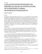 LA-2584 — A Collector Sizing Procedure for Residential Solar Hot Water Systems with Prescribed Thermal Performance Requirements