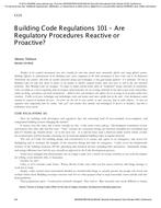 Building Code Regulations 101 – Are Regulatory Procedures Reactive or Proactive?