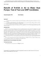 DE-13-C026 — Retrofit of R-410A in Air to Water Heat Pumps: Test of Two Low GWP Candidates