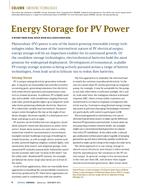 Emerging Technologies: Energy Storage for PV Power