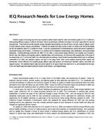 IEQ Research Needs for Low Energy Homes