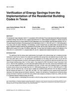 SE-14-C082 — Verification of the Energy Savings from the Implementation of the Residential Building Codes in Texas