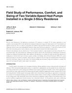 SE-14-C022 — Field Study of Performance, Comfort, and Sizing of Two Variable-Speed Heat Pumps Installed in a Single 2-Story Residence
