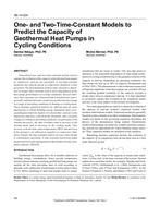 SE-14-029 — One- and Two-Time-Constant Models to Predict the Capacity of Geothermal Heat Pumps in Cycling Conditions