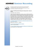 Seminar 54 — Modeling Radiant Heating and Cooling Systems: Tools and Analysis
