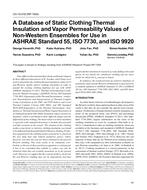 CH-15-018 — (RP-1504) A Database of Static Clothing Thermal Insulation and Vapor Permeability Values of Non-Western Ensembles for Use in ASHRAE Standard 55, ISO 7730 and ISO 9920