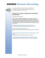 Seminar 15 — Acoustics in Multi-Family Residential Environments