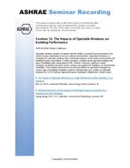 Seminar 31 — The Impacts of Operable Windows on Building Performance