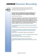 Seminar 58 — Considering Occupancy Behavior in Design and Operation for Residential Buildings