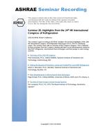 Seminar 20 — Highlights from the 24th IIR International Congress of Refrigeration