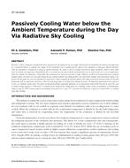 ST-16-C009 — Passively Cooling Water below the Ambient Temperature During the Day via Radiative Sky Cooling