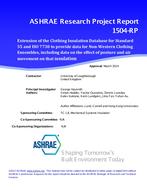RP-1504 — Extension of the Clothing Insulation Database for Standard 55 and ISO 7730 to provide data for Non-Western Clothing Ensembles, including data on the effect of posture and air movement on that insulation
