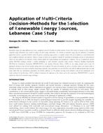 Application of Multi-Criteria Decision-Methods for the Selection of Renewable Energy Sources, Lebanese Case Study