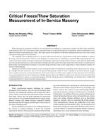 Critical Freeze/Thaw Saturation Measurement of In-Service Masonry