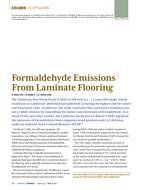 IEQ Applications: Formaldehyde Emissions From Laminate Flooring