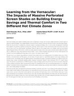 Learning from the Vernacular:  The Impacts of Massive Perforated Screen Shades on Building Energy Savings and Thermal Comfort in Two Different Hot Climate Zones
