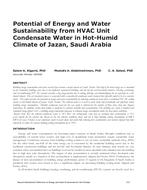 Potential of Energy and Water Sustainability from HVAC Unit Condensate Water in Hot-Humid Climate of Jazan, Saudi Arabia