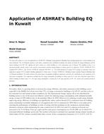 Application of ASHRAEÂ¿s Building EQ in Kuwait