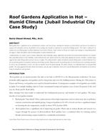 Roof Gardens Application in Hot – Humid Climate (Jubail Industrial City Case Study)