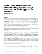 Phase Change Material Based Passive Cooling Systems Design Principal Ana Global Application Examples