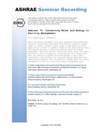 Seminar 75 — Connecting Water and Energy in Facility Management