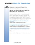 Seminar 14 — Data Driven Energy Auditing, Measurement and Verification