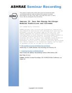 Seminar 29 — Zero Net-Energy Buildings: Modeled Predictions and Outcomes