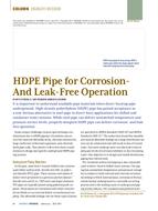 Engineer's Notebook: HDPE Pipe for Corrosion-And Leak-Free Operation
