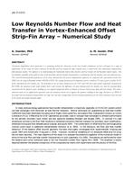 LB-17-C013 — Low Reynolds Number Flow and Heat Transfer in Vortex-Enhanced Offset Strip-Fin Array — Numerical Study