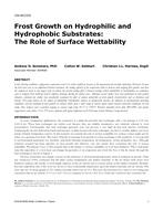 CH-18-C012 — Frost Growth on Hydrophilic and Hydrophobic Substrates: The Role of Surface Wettability