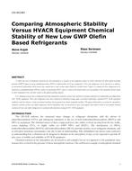 CH-18-C061 — Comparing Atmospheric Stability Versus HVACR Equipment Chemical Stability of New Low GWP Olefin Based Refrigerants